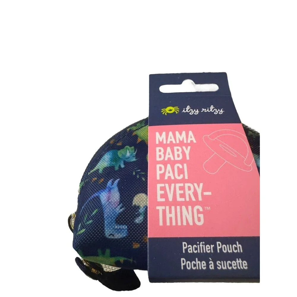 NEW Itzy Ritzy Mama Baby‎ Paci Everything Pacifier Pouch Holder Blue Dinosaur
